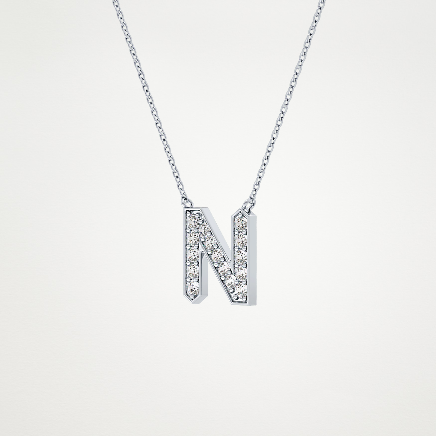 0.31 CT Moissanite N-Shaped Necklace in 14K or 18K Solid Gold – DEF Color, VVS Clarity