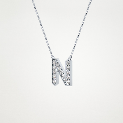 0.31 CT Moissanite N-Shaped Necklace in 14K or 18K Solid Gold – DEF Color, VVS Clarity