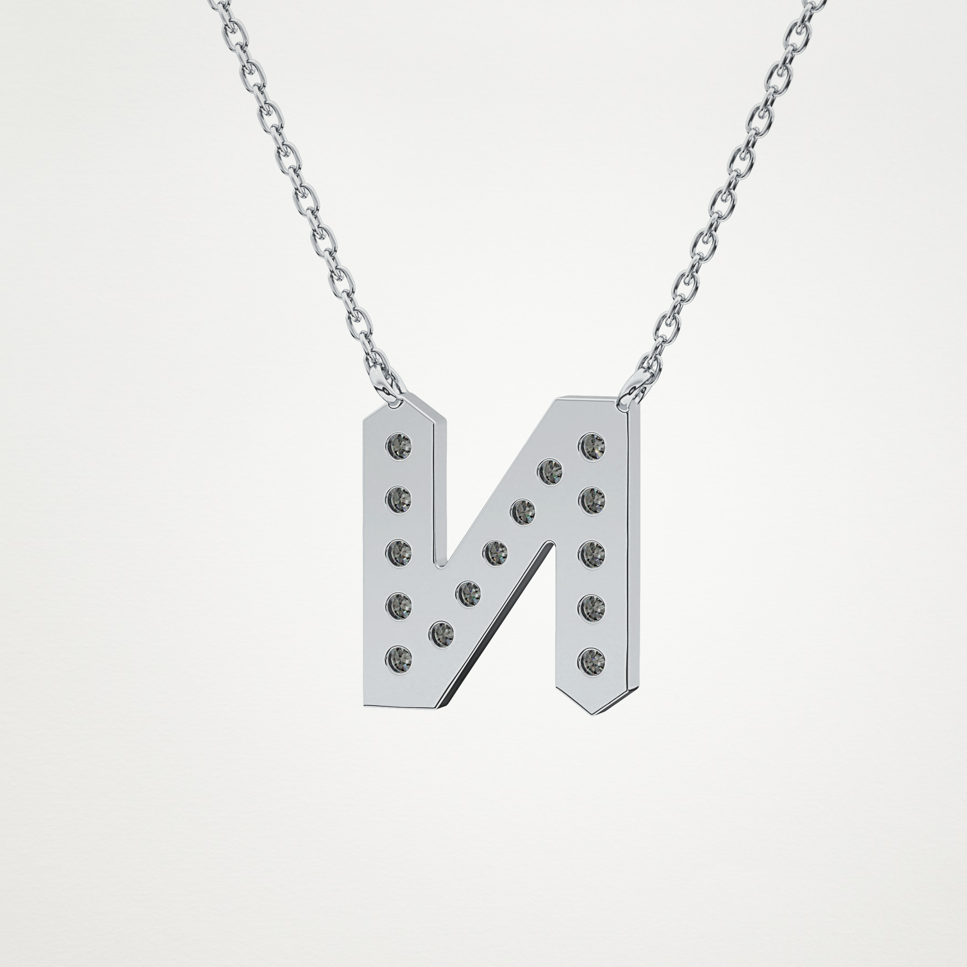 0.31 CT Moissanite N-Shaped Necklace in 14K or 18K Solid Gold – DEF Color, VVS Clarity