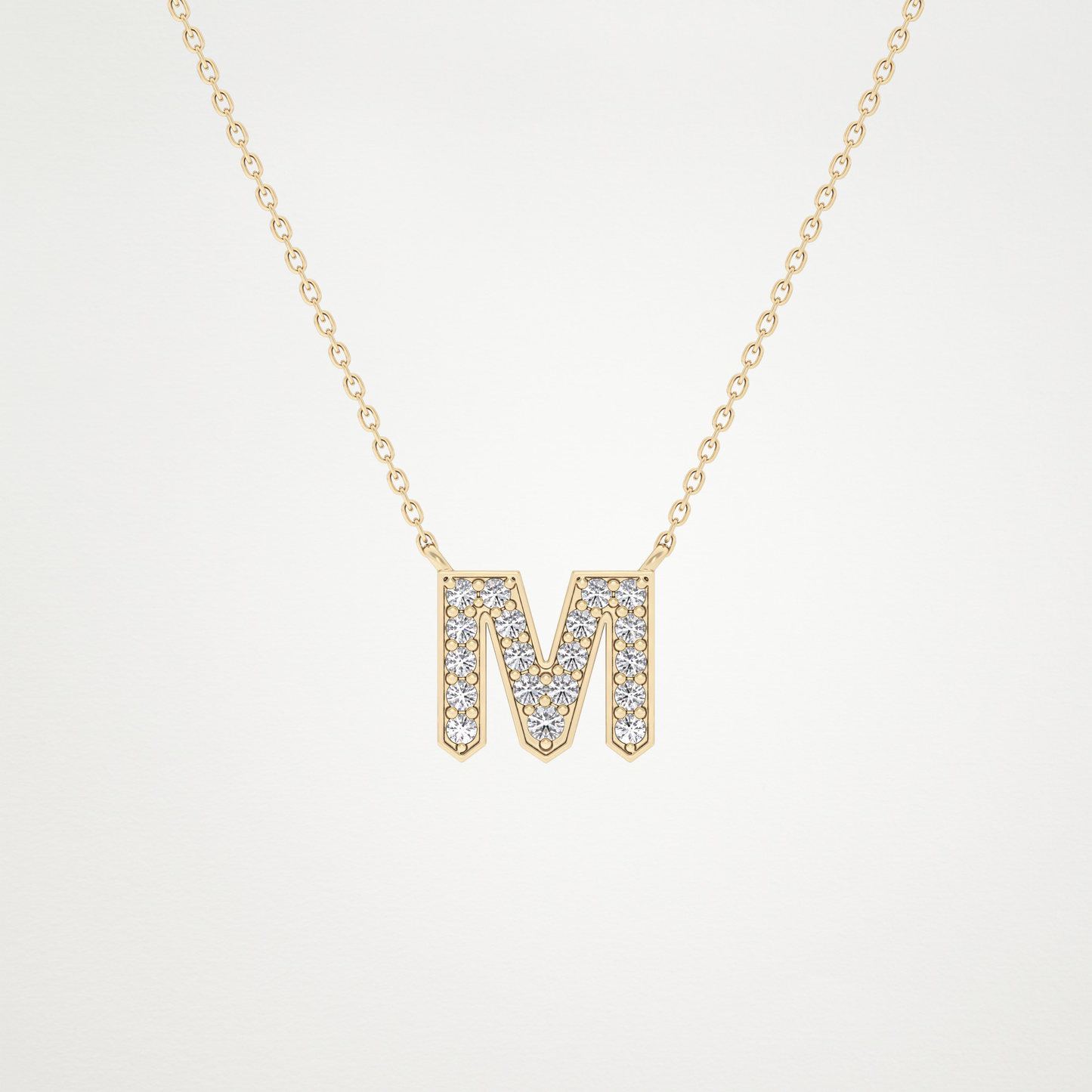 0.202 CT Moissanite M-Shaped Necklace in 14K or 18K Solid Gold – DEF Color, VVS Clarity