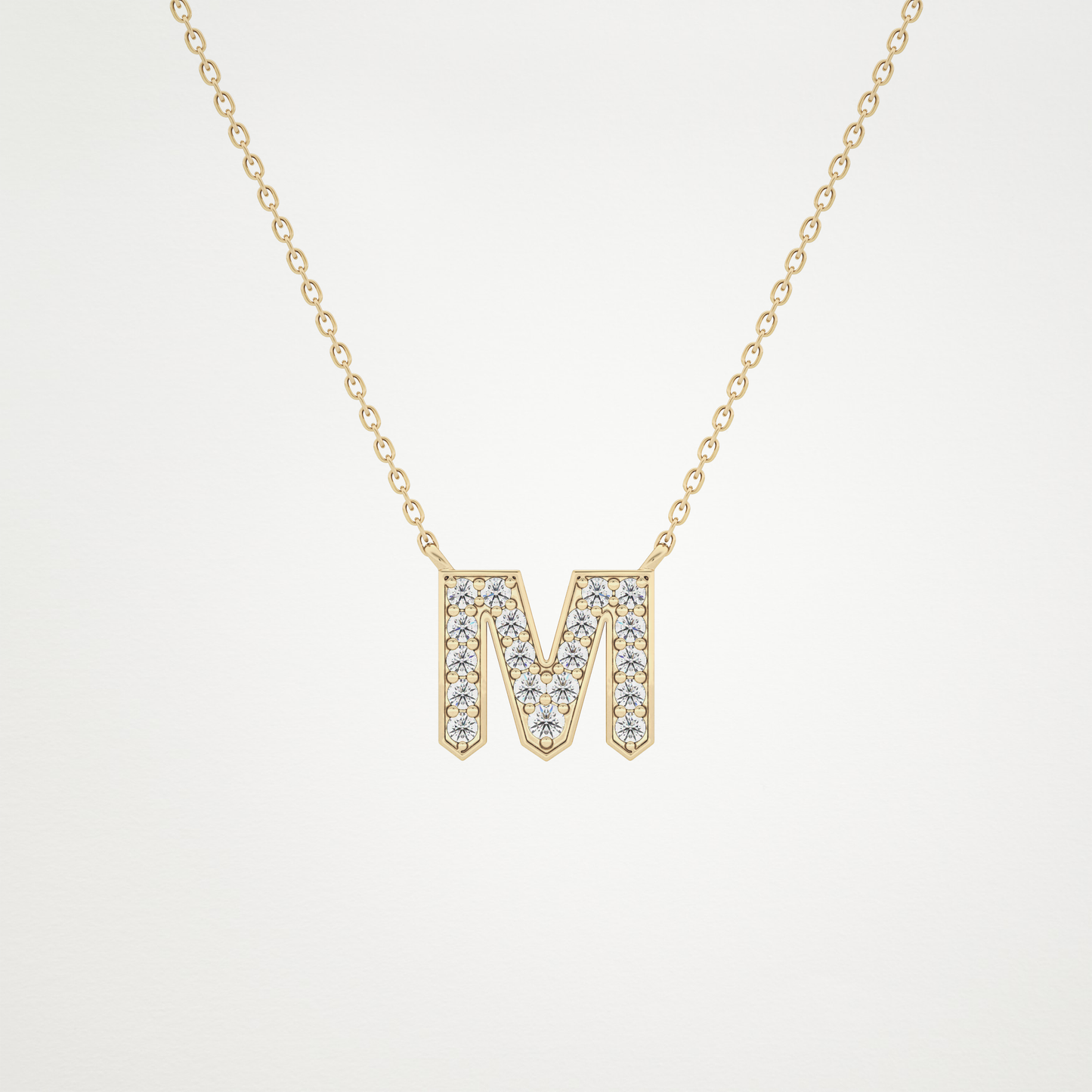 0.202 CT Moissanite M-Shaped Necklace in 14K or 18K Solid Gold – DEF Color, VVS Clarity