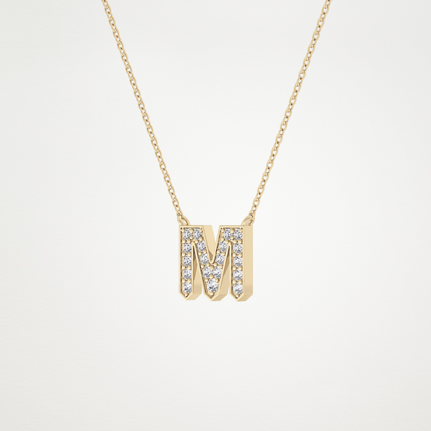 0.202 CT Moissanite M-Shaped Necklace in 14K or 18K Solid Gold – DEF Color, VVS Clarity