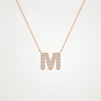 0.202 CT Moissanite M-Shaped Necklace in 14K or 18K Solid Gold – DEF Color, VVS Clarity