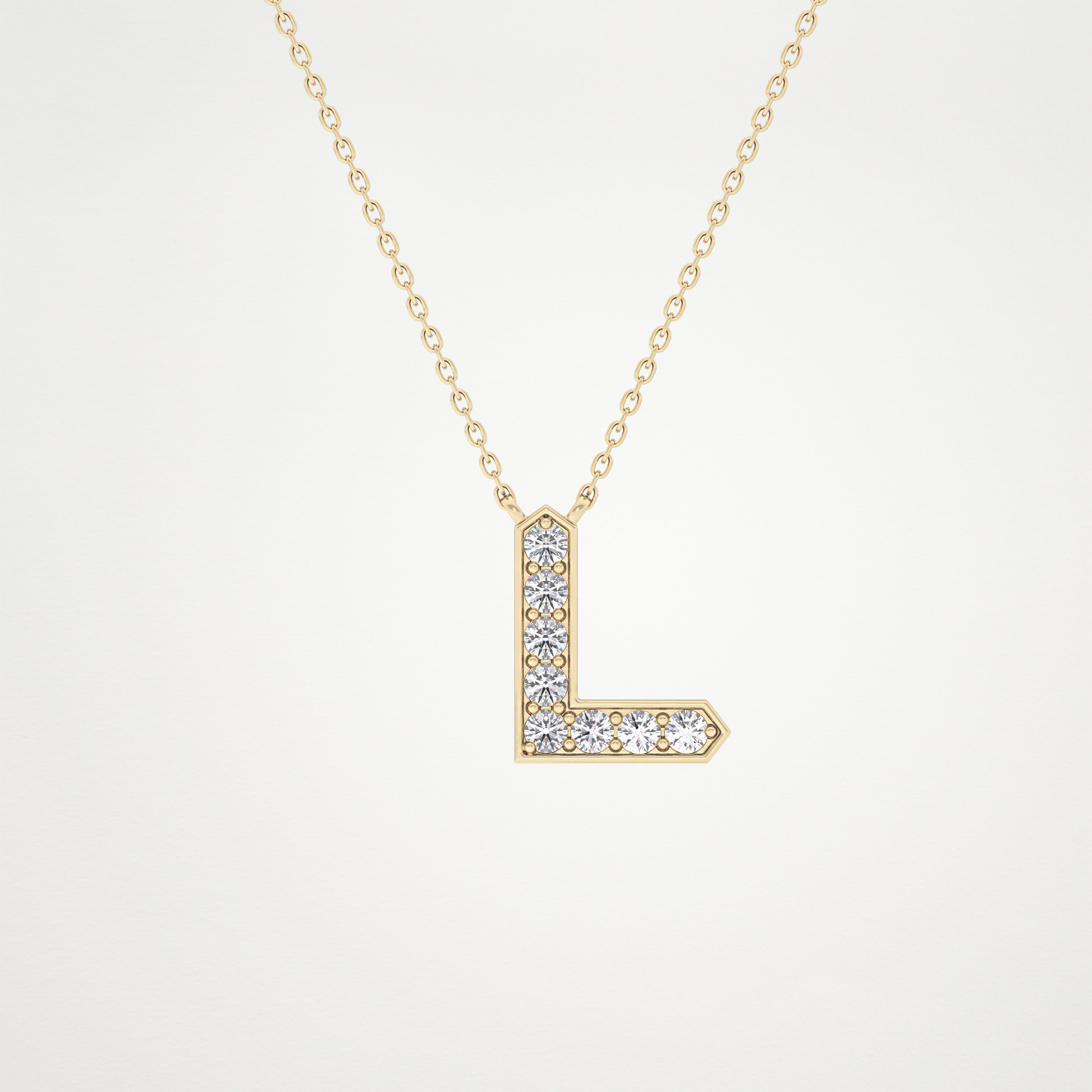 0.24 CT Moissanite L-Shaped Necklace in 14K or 18K Solid Gold – DEF Color, VVS Clarity
