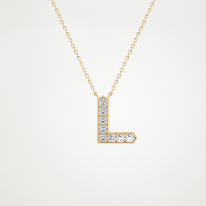 0.24 CT Moissanite L-Shaped Necklace in 14K or 18K Solid Gold – DEF Color, VVS Clarity