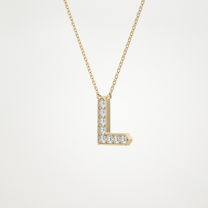 0.24 CT Moissanite L-Shaped Necklace in 14K or 18K Solid Gold – DEF Color, VVS Clarity