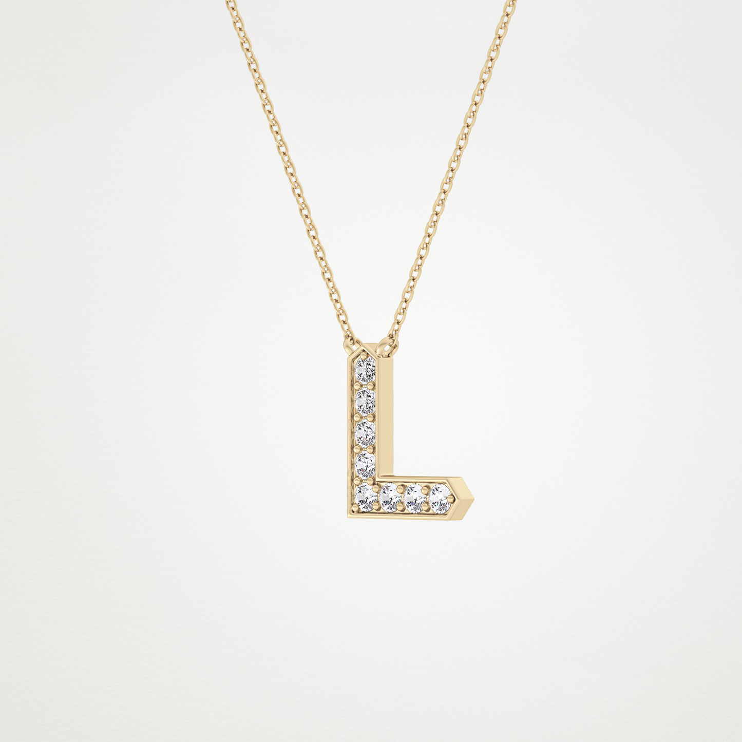 0.24 CT Moissanite L-Shaped Necklace in 14K or 18K Solid Gold – DEF Color, VVS Clarity