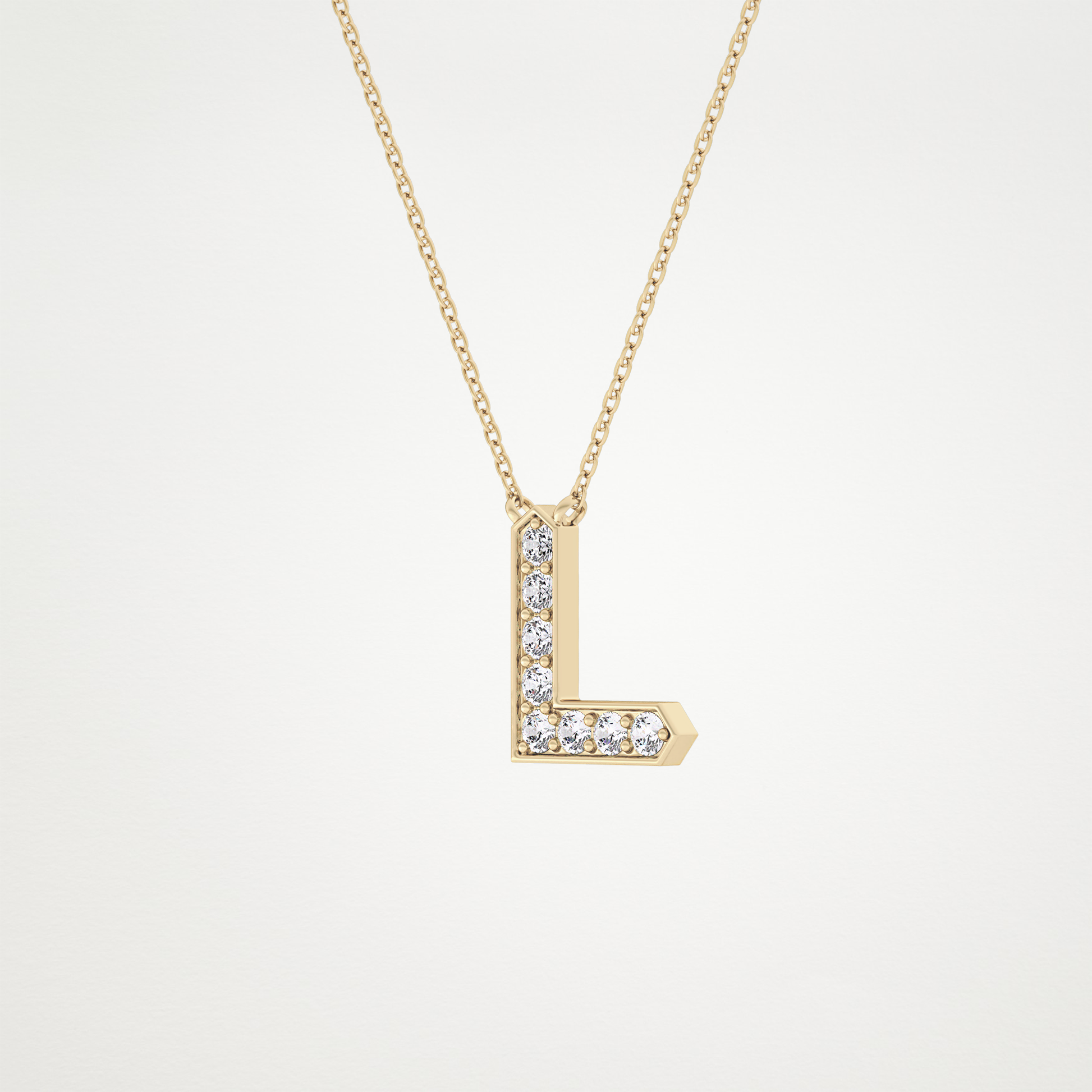 0.24 CT Moissanite L-Shaped Necklace in 14K or 18K Solid Gold – DEF Color, VVS Clarity