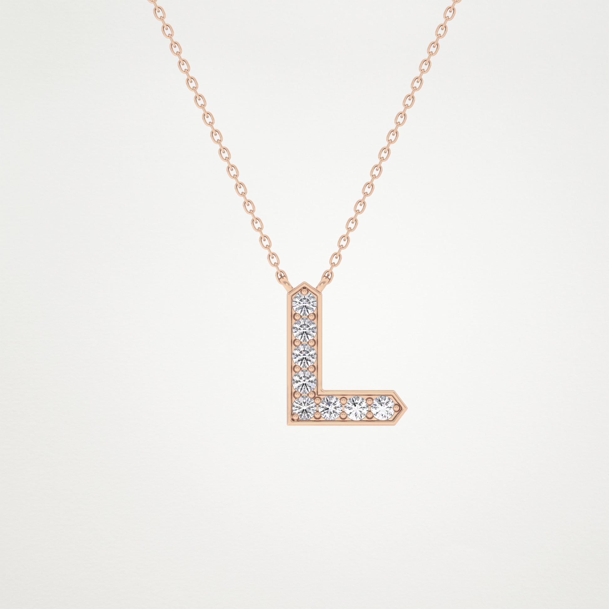 0.24 CT Moissanite L-Shaped Necklace in 14K or 18K Solid Gold – DEF Color, VVS Clarity