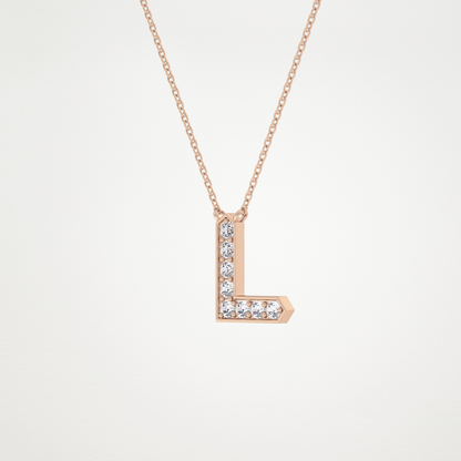 0.24 CT Moissanite L-Shaped Necklace in 14K or 18K Solid Gold – DEF Color, VVS Clarity