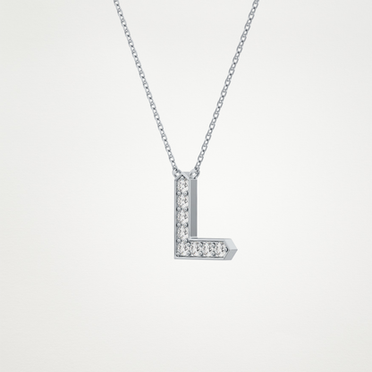 0.24 CT Moissanite L-Shaped Necklace in 14K or 18K Solid Gold – DEF Color, VVS Clarity