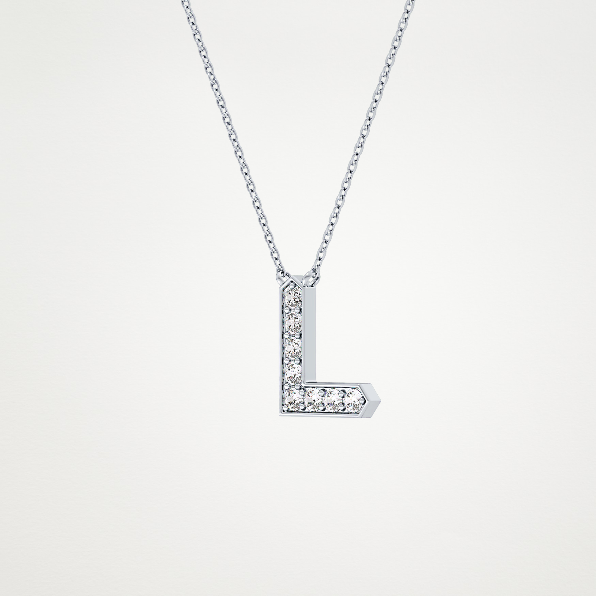 0.24 CT Moissanite L-Shaped Necklace in 14K or 18K Solid Gold – DEF Color, VVS Clarity