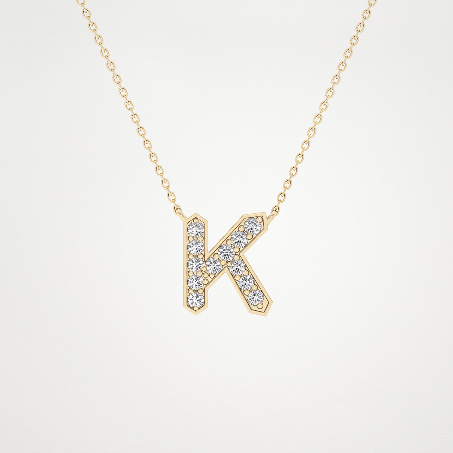 0.27 CT Moissanite K-Shaped Necklace in 14K or 18K Solid Gold – DEF Color, VVS Clarity