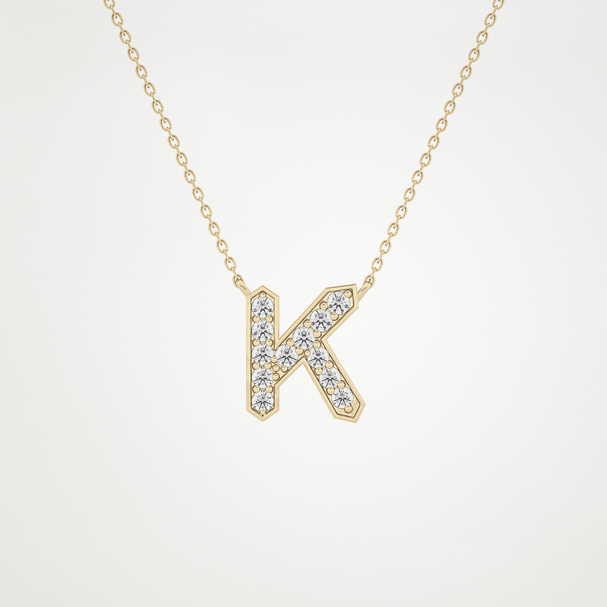 0.27 CT Moissanite K-Shaped Necklace in 14K or 18K Solid Gold – DEF Color, VVS Clarity