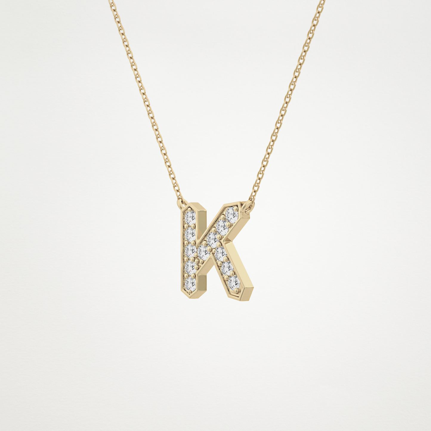 0.27 CT Moissanite K-Shaped Necklace in 14K or 18K Solid Gold – DEF Color, VVS Clarity