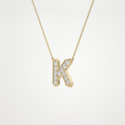 0.27 CT Moissanite K-Shaped Necklace in 14K or 18K Solid Gold – DEF Color, VVS Clarity