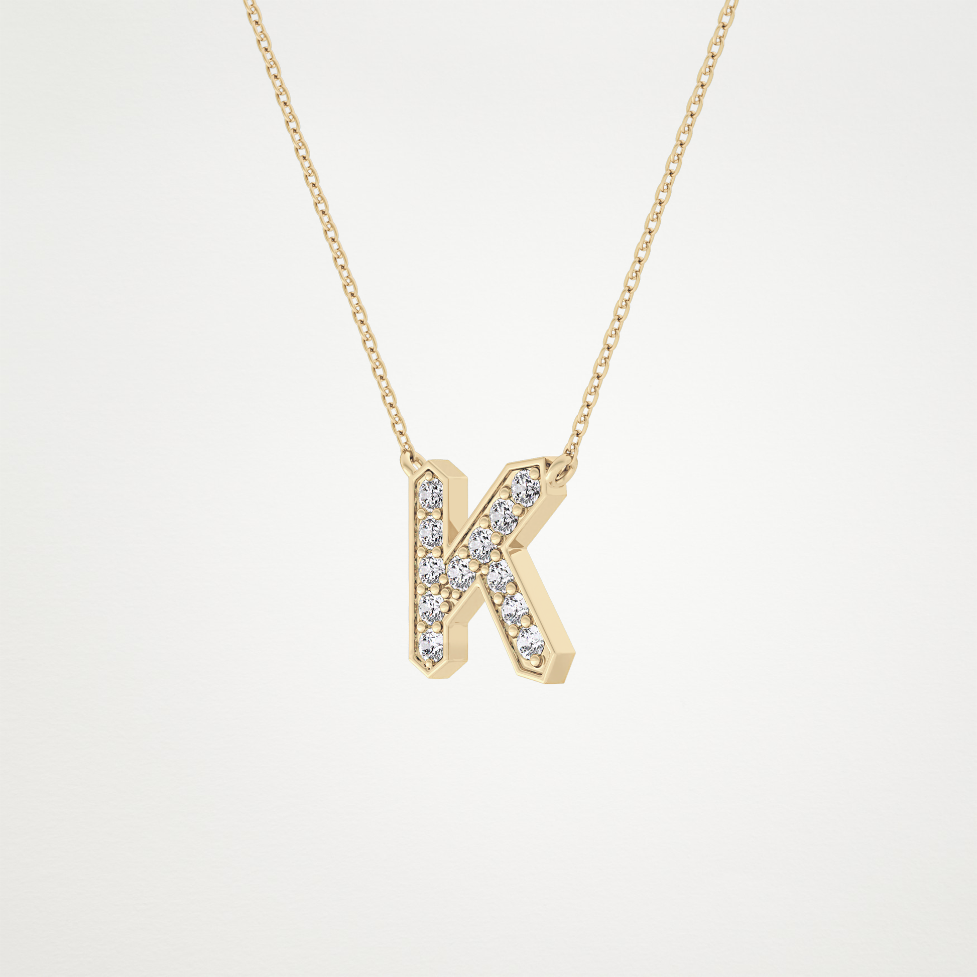0.27 CT Moissanite K-Shaped Necklace in 14K or 18K Solid Gold – DEF Color, VVS Clarity