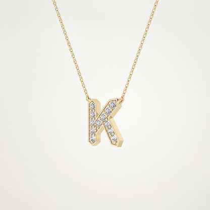 0.27 CT Moissanite K-Shaped Necklace in 14K or 18K Solid Gold – DEF Color, VVS Clarity