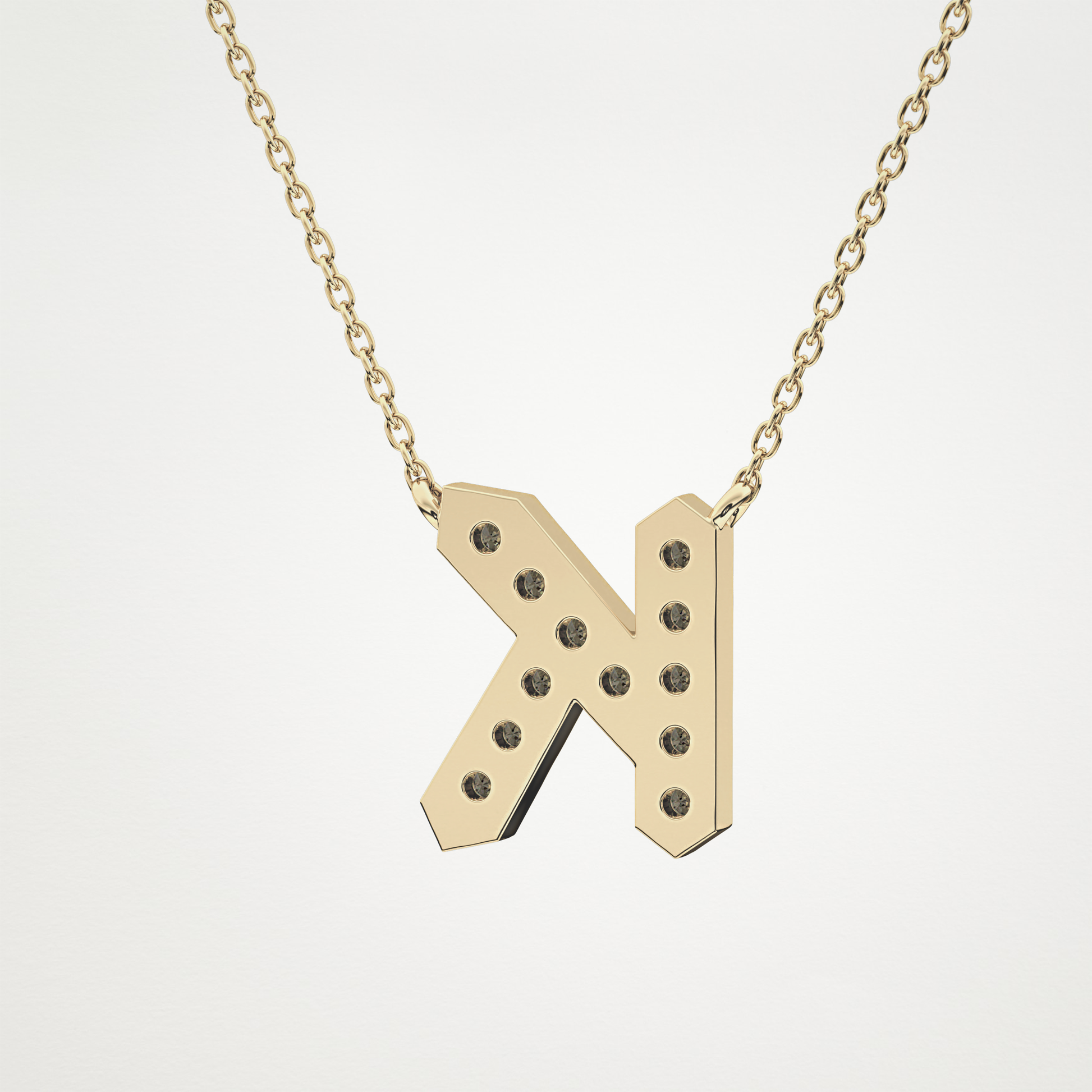 0.27 CT Moissanite K-Shaped Necklace in 14K or 18K Solid Gold – DEF Color, VVS Clarity