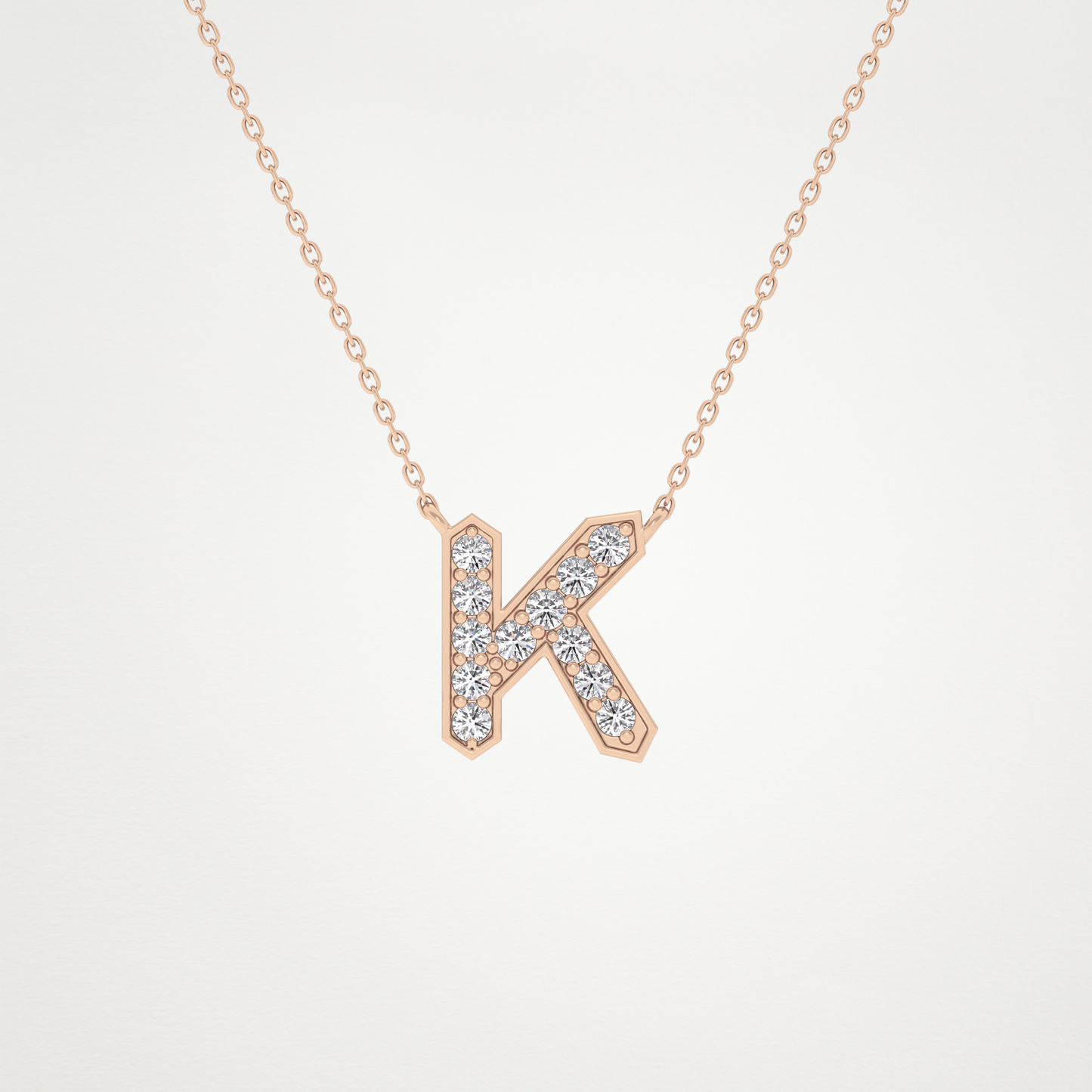0.27 CT Moissanite K-Shaped Necklace in 14K or 18K Solid Gold – DEF Color, VVS Clarity