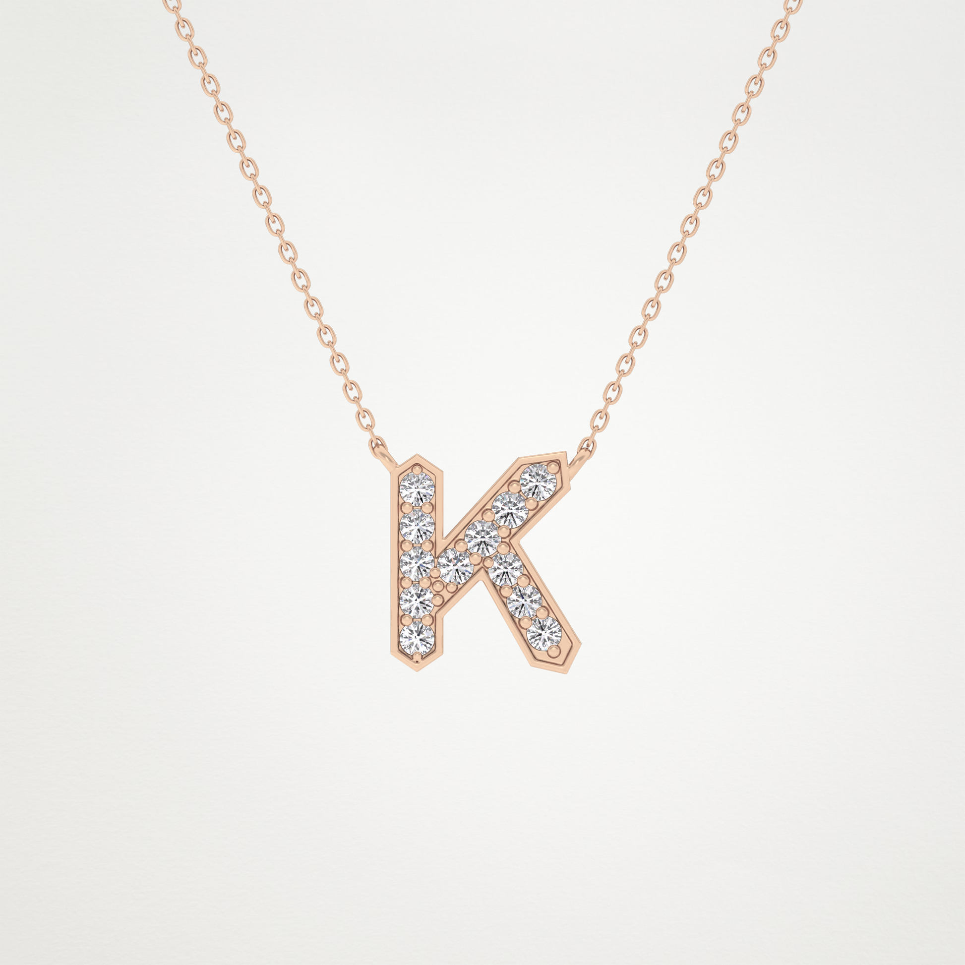 0.27 CT Moissanite K-Shaped Necklace in 14K or 18K Solid Gold – DEF Color, VVS Clarity