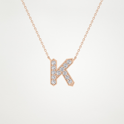 0.27 CT Moissanite K-Shaped Necklace in 14K or 18K Solid Gold – DEF Color, VVS Clarity