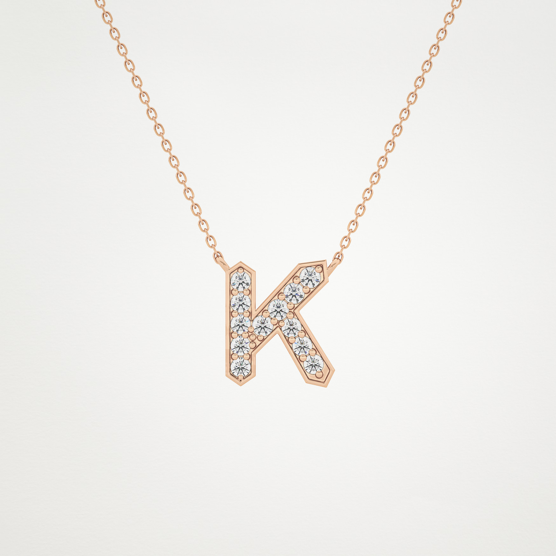 0.27 CT Moissanite K-Shaped Necklace in 14K or 18K Solid Gold – DEF Color, VVS Clarity