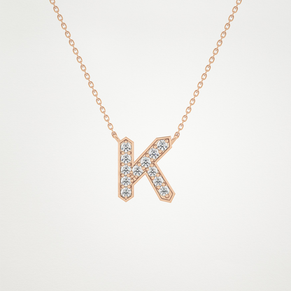 0.27 CT Moissanite K-Shaped Necklace in 14K or 18K Solid Gold – DEF Color, VVS Clarity