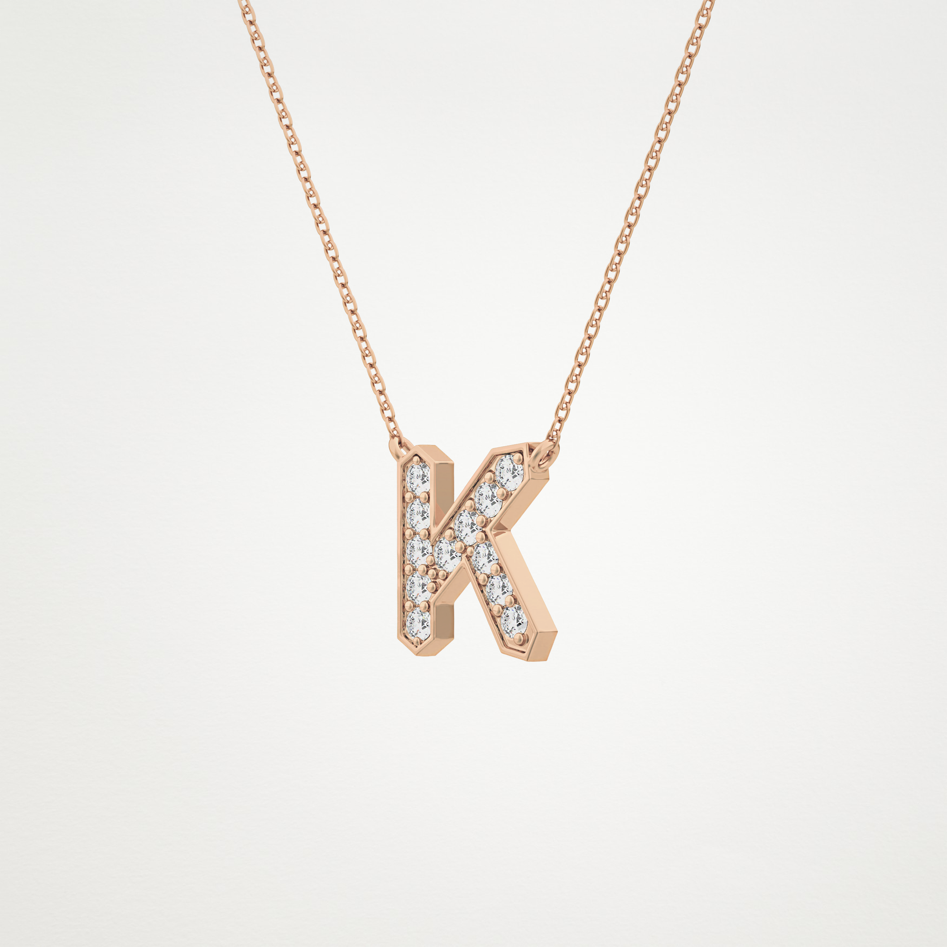 0.27 CT Moissanite K-Shaped Necklace in 14K or 18K Solid Gold – DEF Color, VVS Clarity