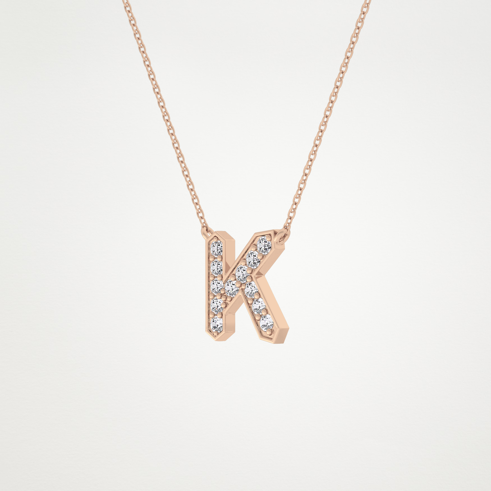 0.27 CT Moissanite K-Shaped Necklace in 14K or 18K Solid Gold – DEF Color, VVS Clarity