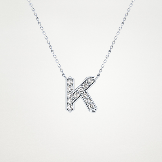 0.27 CT Moissanite K-Shaped Necklace in 14K or 18K Solid Gold – DEF Color, VVS Clarity