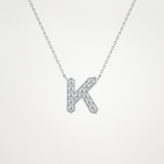 0.27 CT Moissanite K-Shaped Necklace in 14K or 18K Solid Gold – DEF Color, VVS Clarity