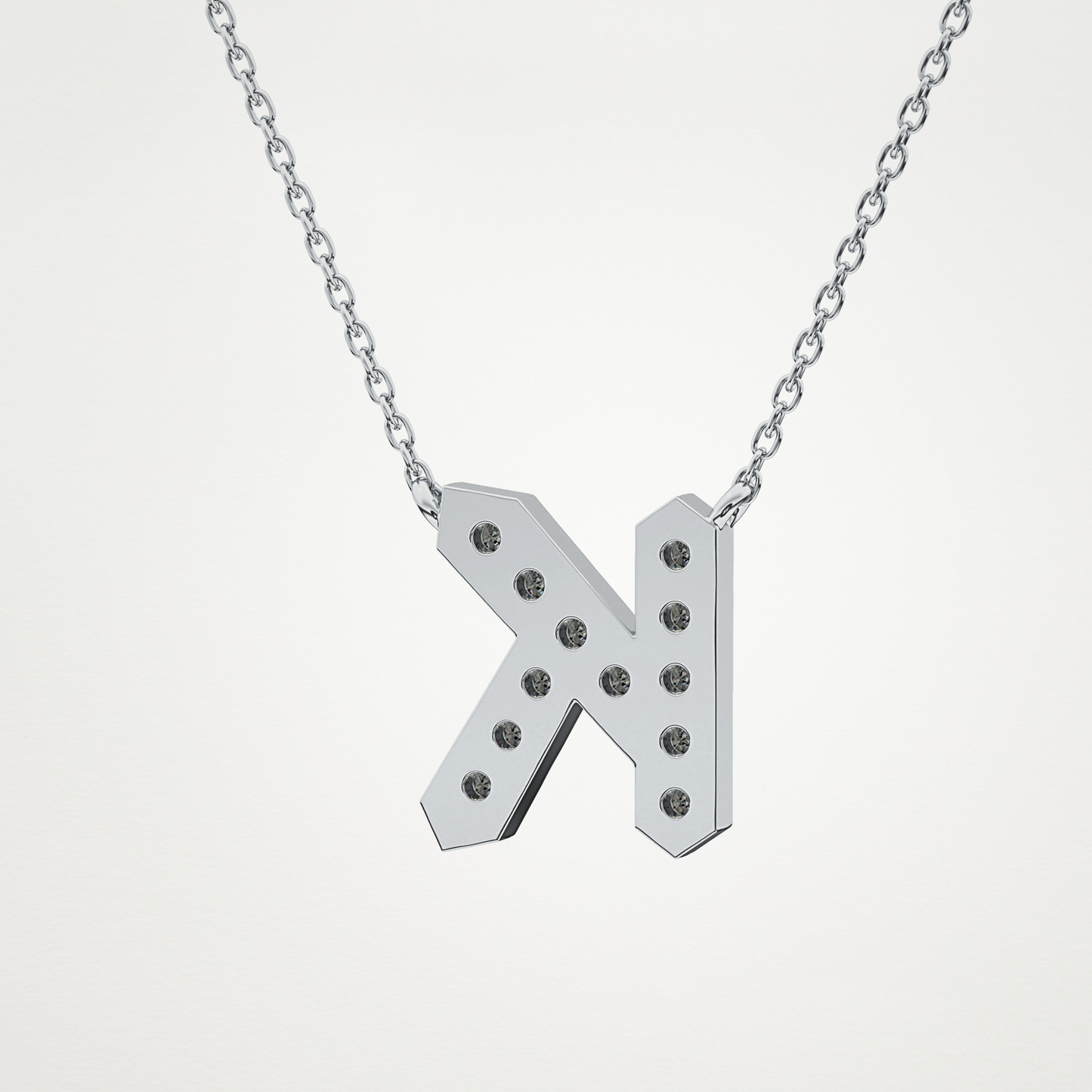 0.27 CT Moissanite K-Shaped Necklace in 14K or 18K Solid Gold – DEF Color, VVS Clarity