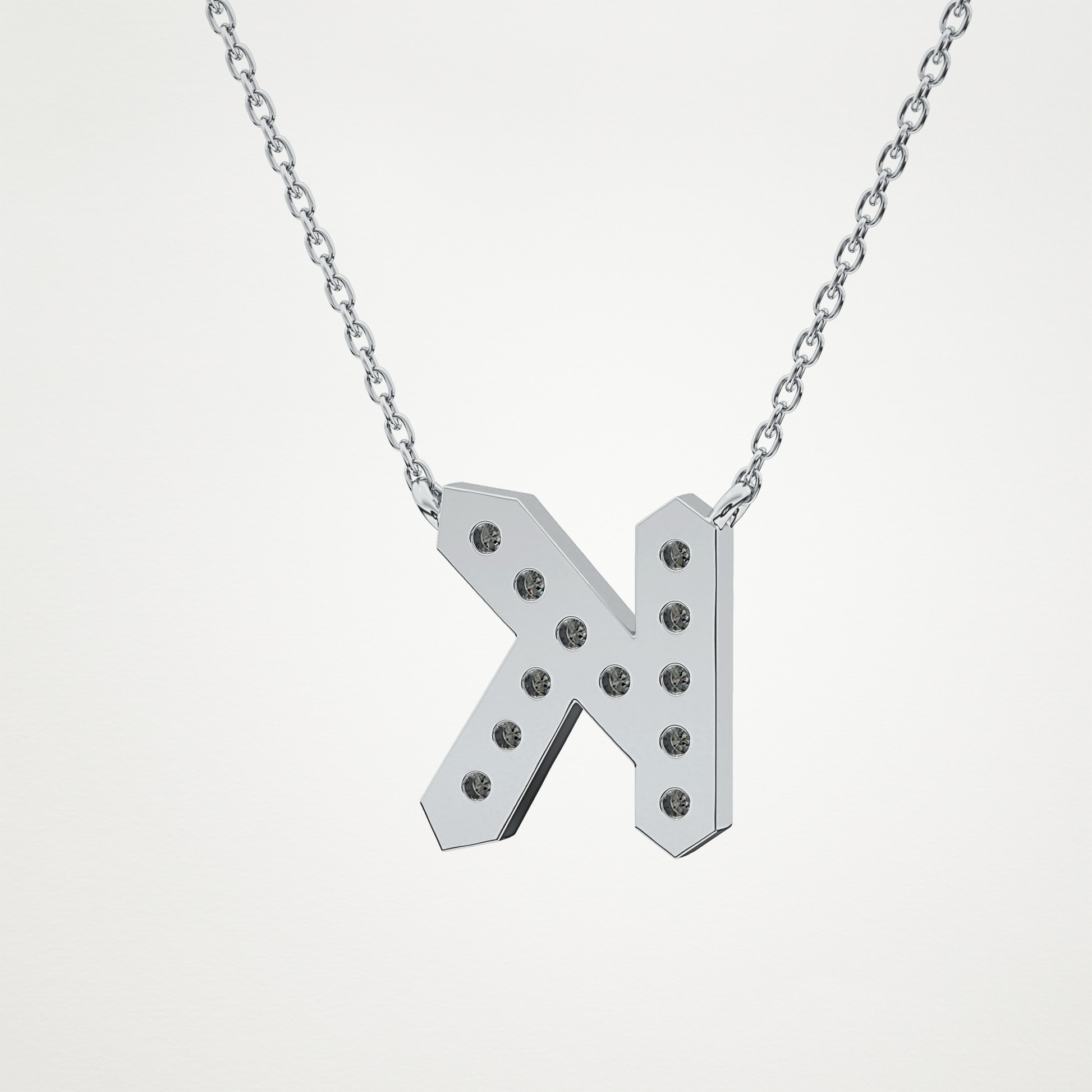 0.27 CT Moissanite K-Shaped Necklace in 14K or 18K Solid Gold – DEF Color, VVS Clarity