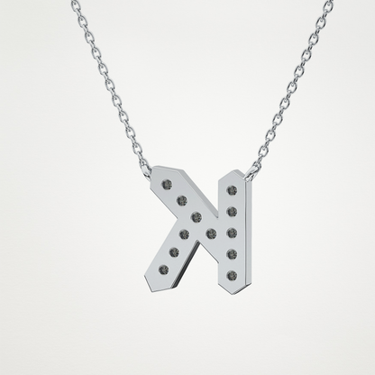 0.27 CT Moissanite K-Shaped Necklace in 14K or 18K Solid Gold – DEF Color, VVS Clarity