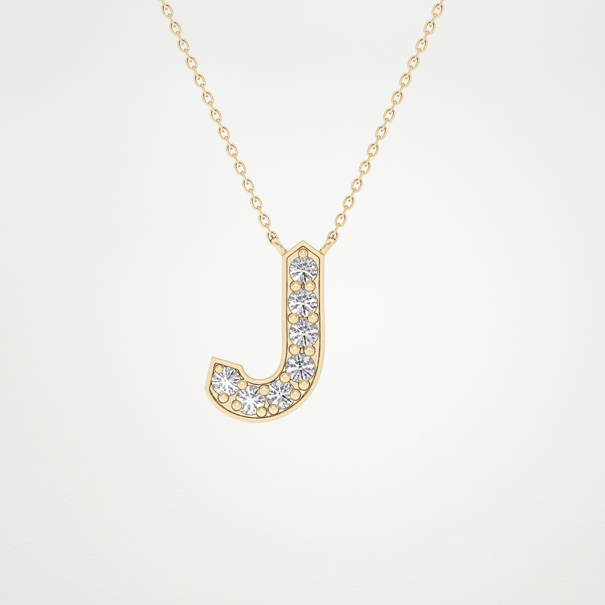0.356 CT Moissanite J-Shaped Necklace in 14K or 18K Solid Gold – DEF Color, VVS Clarity