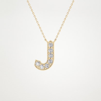 0.356 CT Moissanite J-Shaped Necklace in 14K or 18K Solid Gold – DEF Color, VVS Clarity