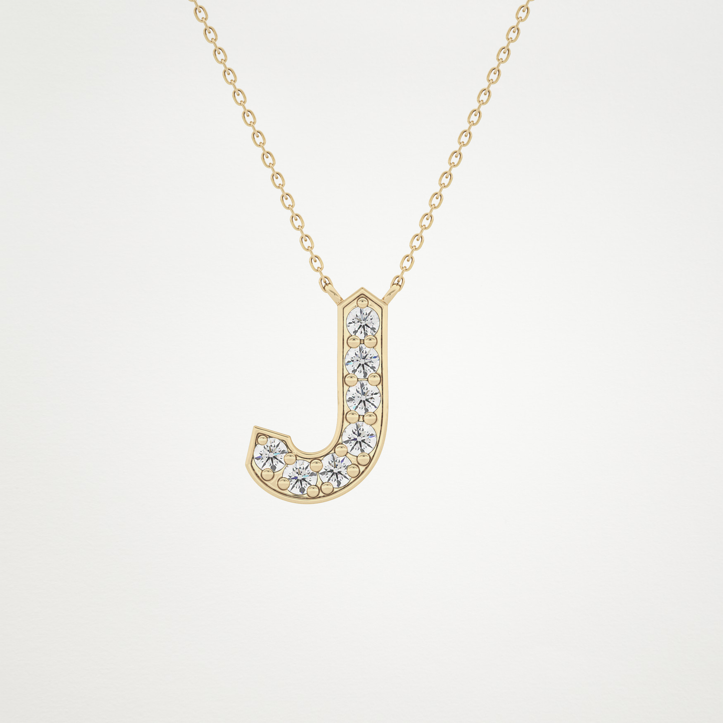 0.356 CT Moissanite J-Shaped Necklace in 14K or 18K Solid Gold – DEF Color, VVS Clarity