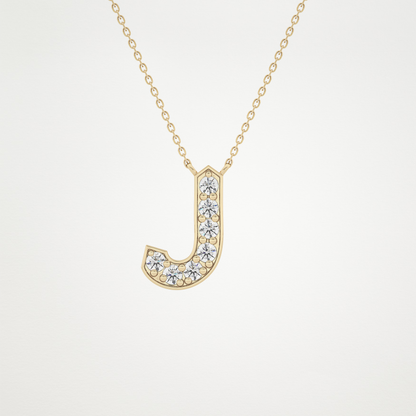 0.356 CT Moissanite J-Shaped Necklace in 14K or 18K Solid Gold – DEF Color, VVS Clarity