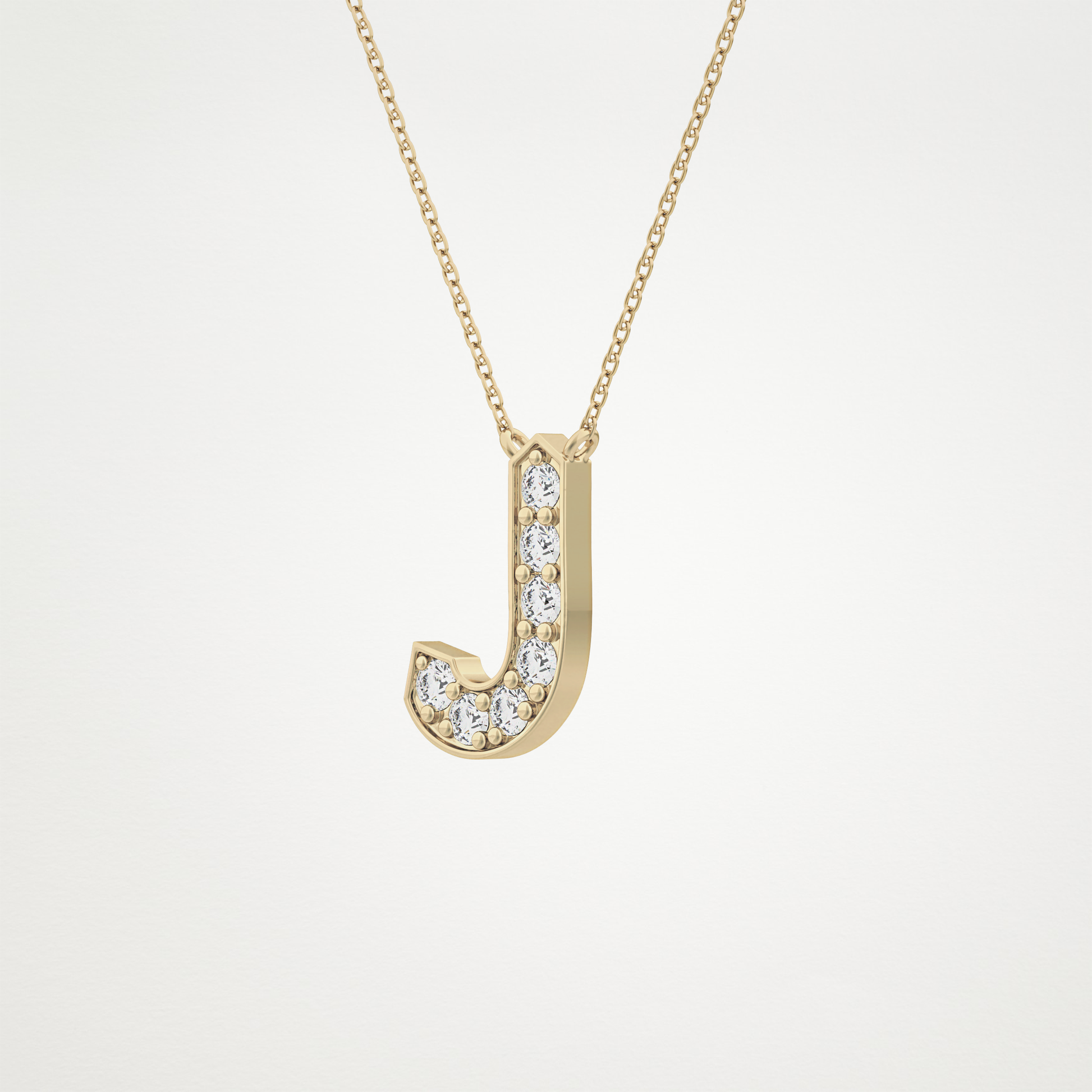 0.356 CT Moissanite J-Shaped Necklace in 14K or 18K Solid Gold – DEF Color, VVS Clarity