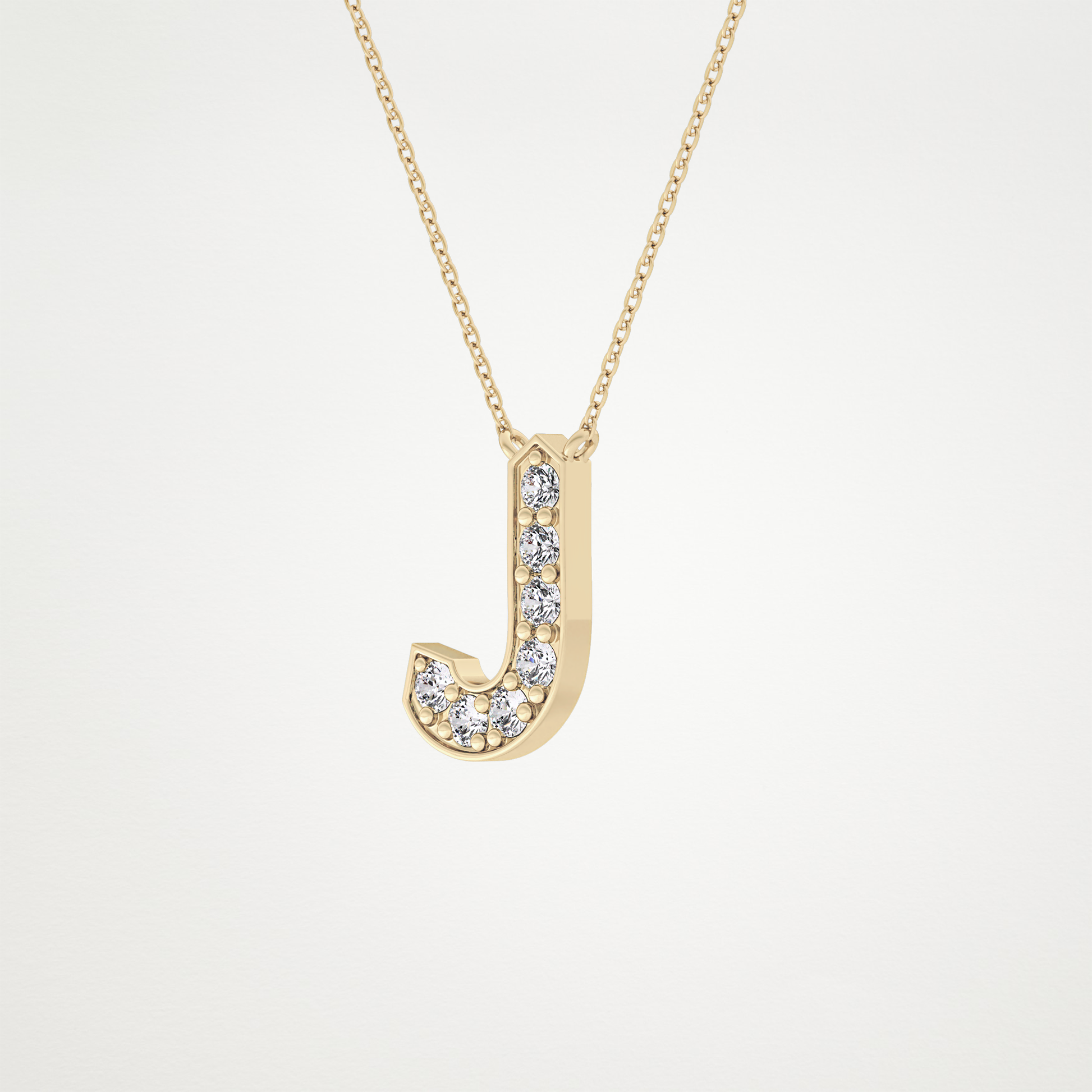 0.356 CT Moissanite J-Shaped Necklace in 14K or 18K Solid Gold – DEF Color, VVS Clarity