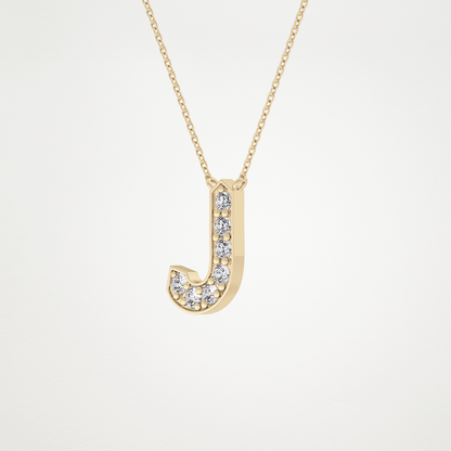 0.356 CT Moissanite J-Shaped Necklace in 14K or 18K Solid Gold – DEF Color, VVS Clarity