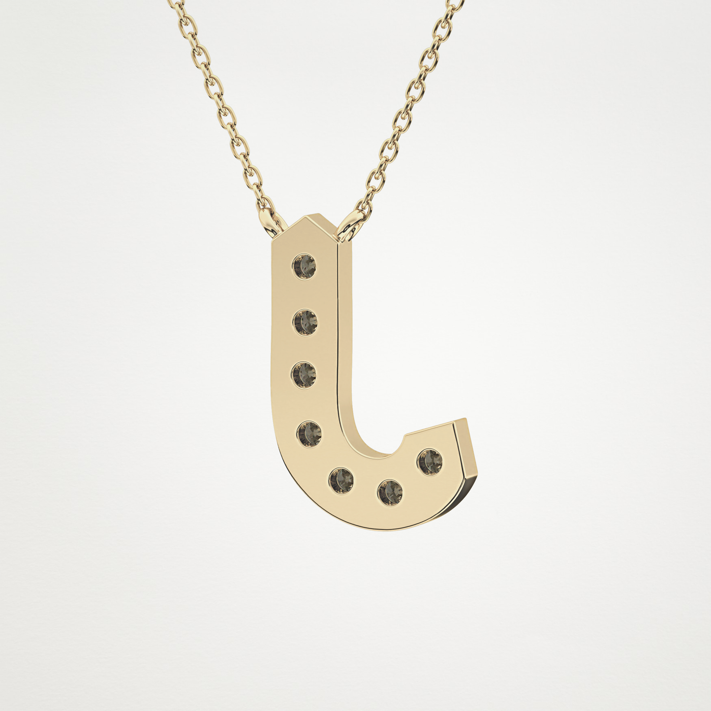 0.356 CT Moissanite J-Shaped Necklace in 14K or 18K Solid Gold – DEF Color, VVS Clarity