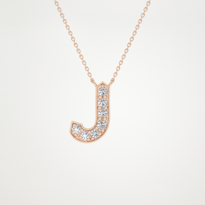 0.356 CT Moissanite J-Shaped Necklace in 14K or 18K Solid Gold – DEF Color, VVS Clarity