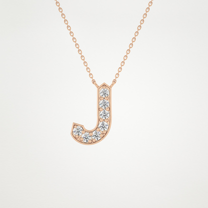0.356 CT Moissanite J-Shaped Necklace in 14K or 18K Solid Gold – DEF Color, VVS Clarity