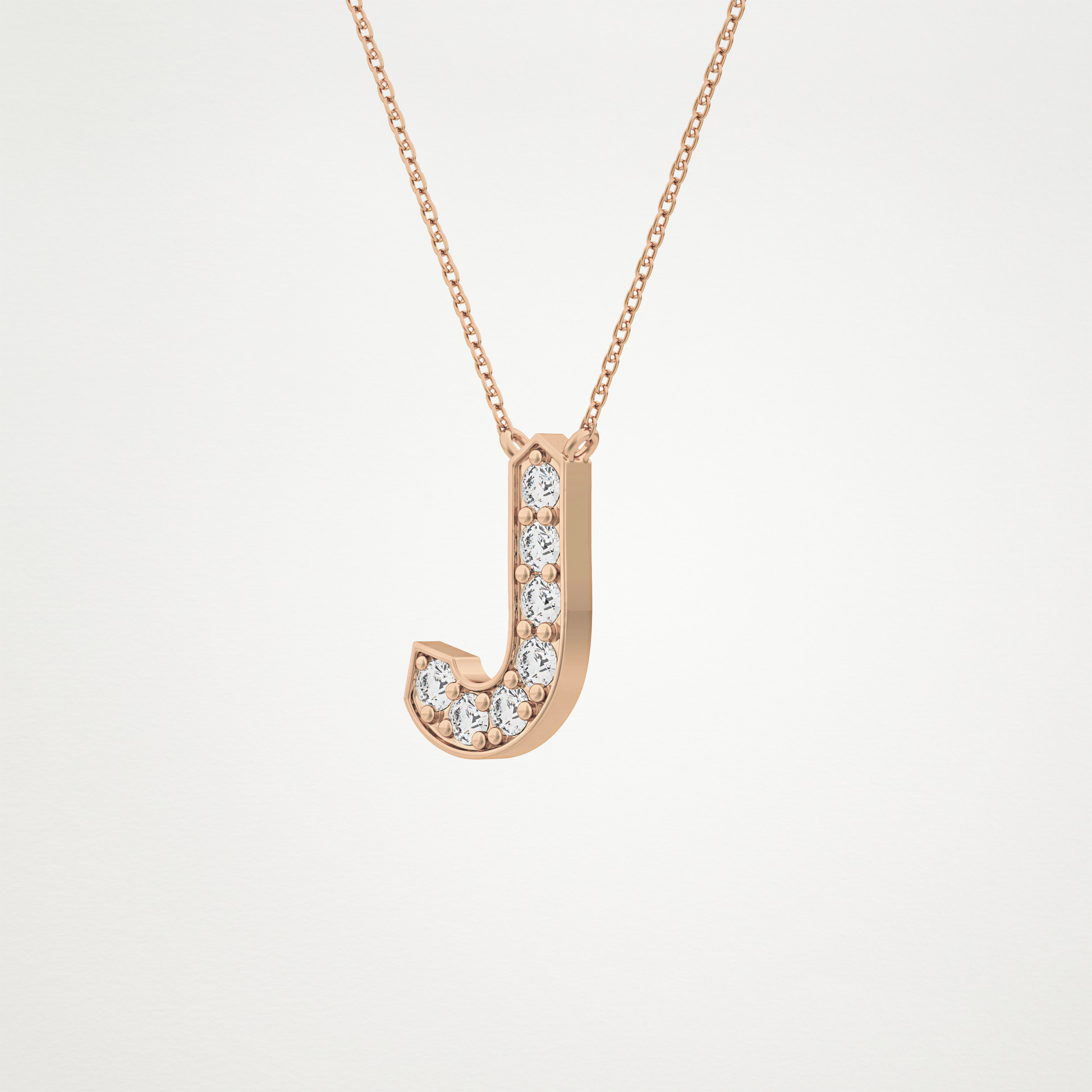 0.356 CT Moissanite J-Shaped Necklace in 14K or 18K Solid Gold – DEF Color, VVS Clarity