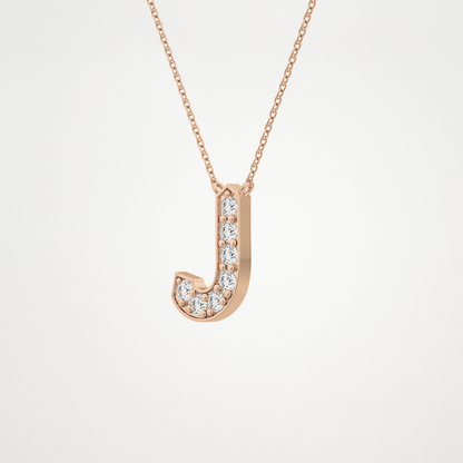 0.356 CT Moissanite J-Shaped Necklace in 14K or 18K Solid Gold – DEF Color, VVS Clarity