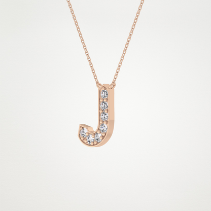 0.356 CT Moissanite J-Shaped Necklace in 14K or 18K Solid Gold – DEF Color, VVS Clarity