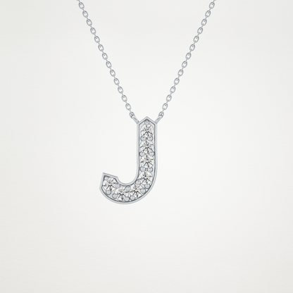 0.356 CT Moissanite J-Shaped Necklace in 14K or 18K Solid Gold – DEF Color, VVS Clarity