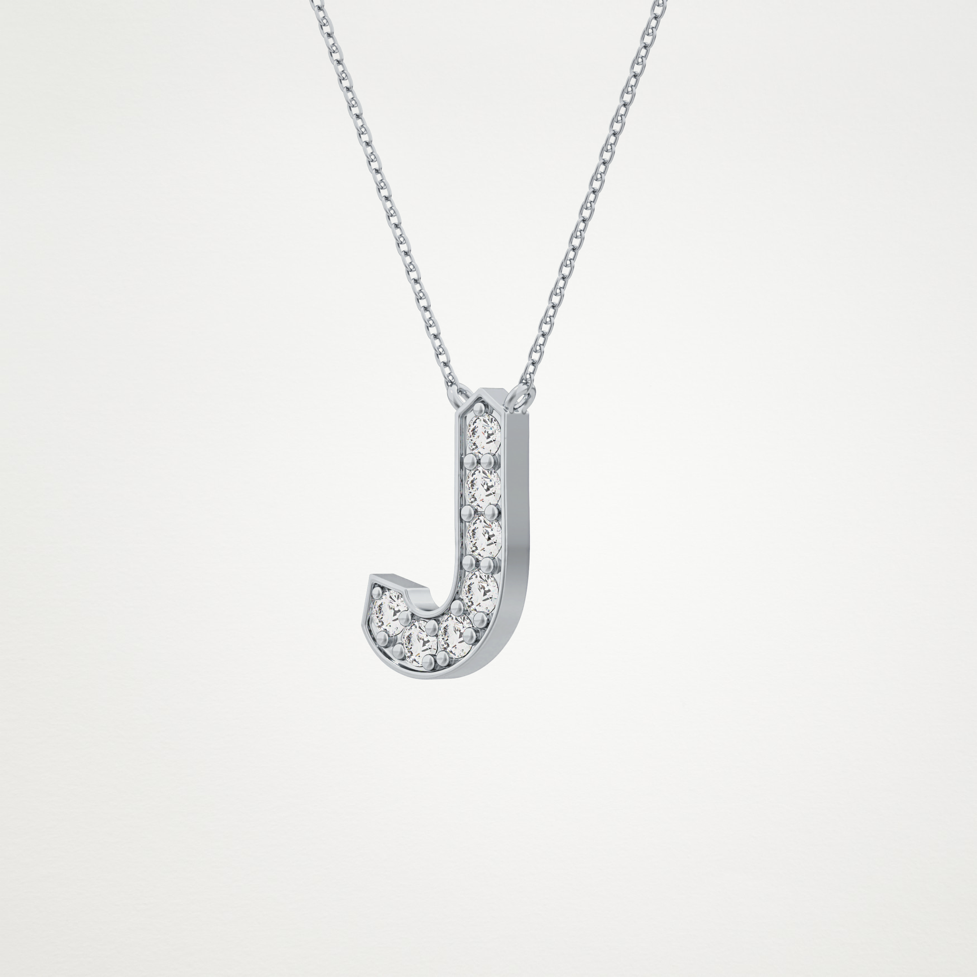 0.356 CT Moissanite J-Shaped Necklace in 14K or 18K Solid Gold – DEF Color, VVS Clarity